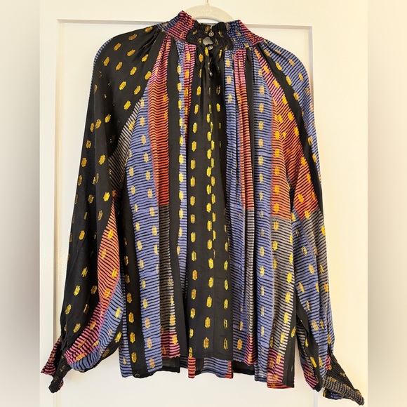 Tuckernuck Oliphant Domino Multicolor High Neck Blouse - Picture 5 of 6